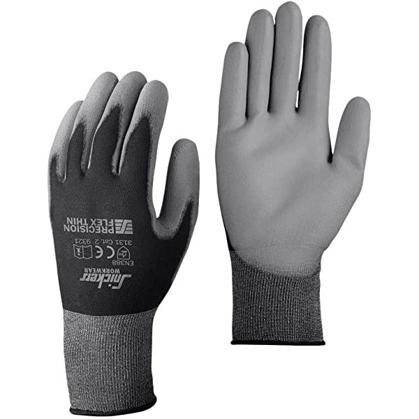 Snickers Workwear - 9321 Par de guantes Precision Flex Light Negro / Gris (Lote de 10 uds)