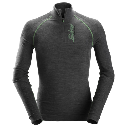 Snickers Workwear - 9441 Camiseta interior de lana sin costuras con 1/2 cremallera FlexiWork