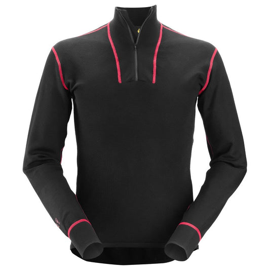 Snickers Workwear - 9462 Camiseta de manga larga de lana con media cremallera ProtecWork negro