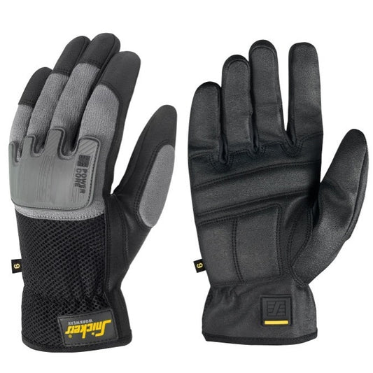 Snickers Workwear - 9585 Par de guantes Power Core negro y gris roca