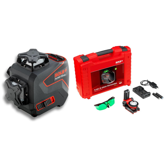 Sola PLANO3DGREENPRO - 360° Line Laser Level with Goggles and Wall Mount Plano 3D Green Professional