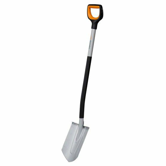 Fiskars Pala de jardinero para suelos duros y pedregosos, puntiaguda, Longitud: 120 cm, Hoja de acero al boro reforzado, Negro/Naranja, Xact, 1066729