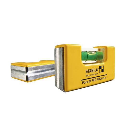 Stabila 177683 - Nivel de burbuja de bolsillo magnético Stabila POCKET LEVEL PRO con funda para cinturón