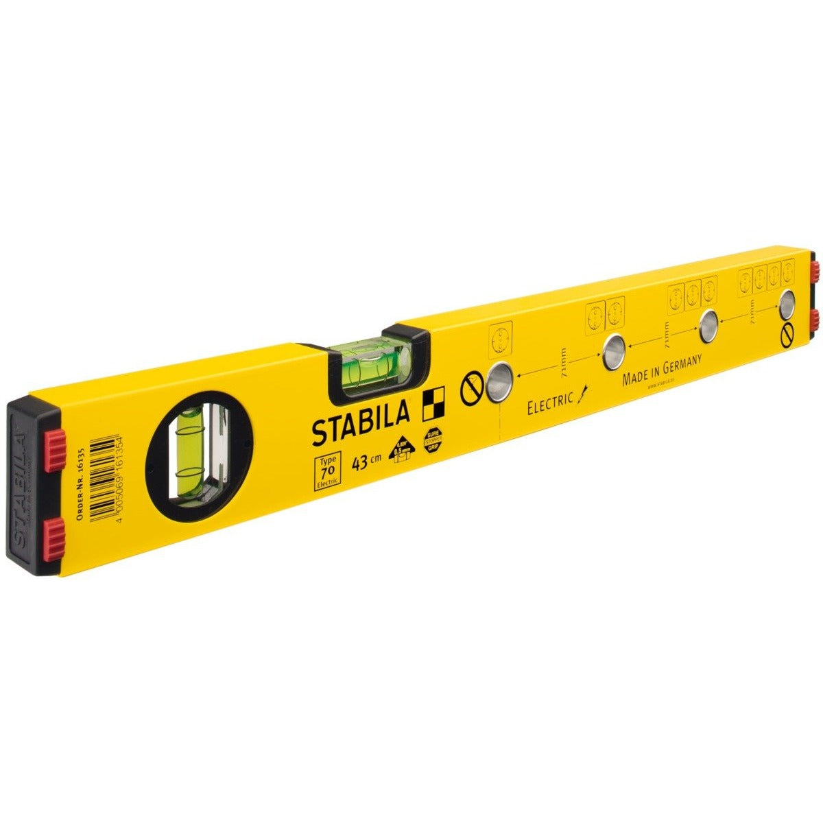 Stabila 161354 - Niveau Stabila Série 70 E 43 cm pour électriciens.