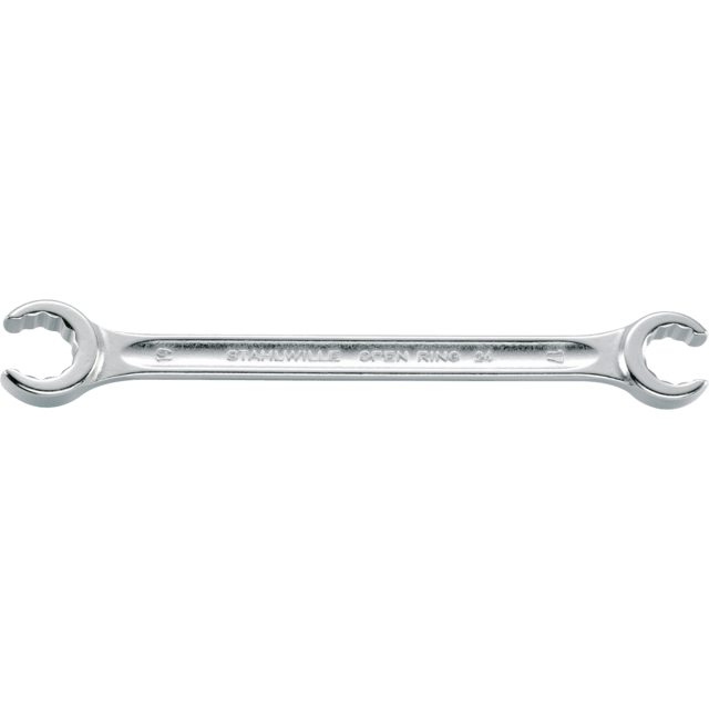 Stahlwille 41083032 - Double open-end wrench with open ring, angled SW 30 x 32 L.300mm
