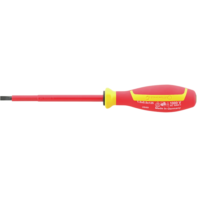 Stahlwille 46603055 - Destornillador VDE 1x5,5 mm L.125 mm - Ferrotecnia