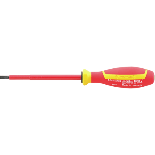 Stahlwille 46603055 - Destornillador VDE 1x5,5 mm L.125 mm - Ferrotecnia