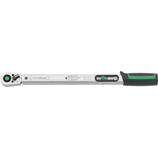 Stahlwille 50204115 - Llave dinamométrica 721QR Quick 30 - 150N·m 1/2" L. 452.5mm - Ferrotecnia