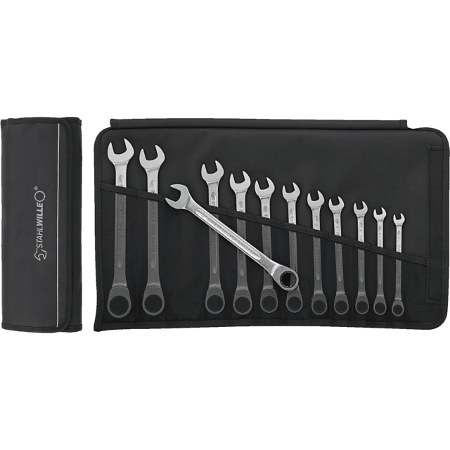 Stahlwille 96401712 - 8-19 Ratchet Combination Wrench Set, 12 Pieces