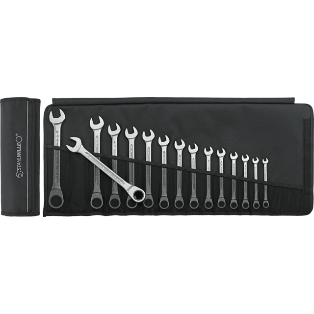 Stahlwille 96401715 - 8-24 Ratchet Combination Wrench Set, 15 Pieces