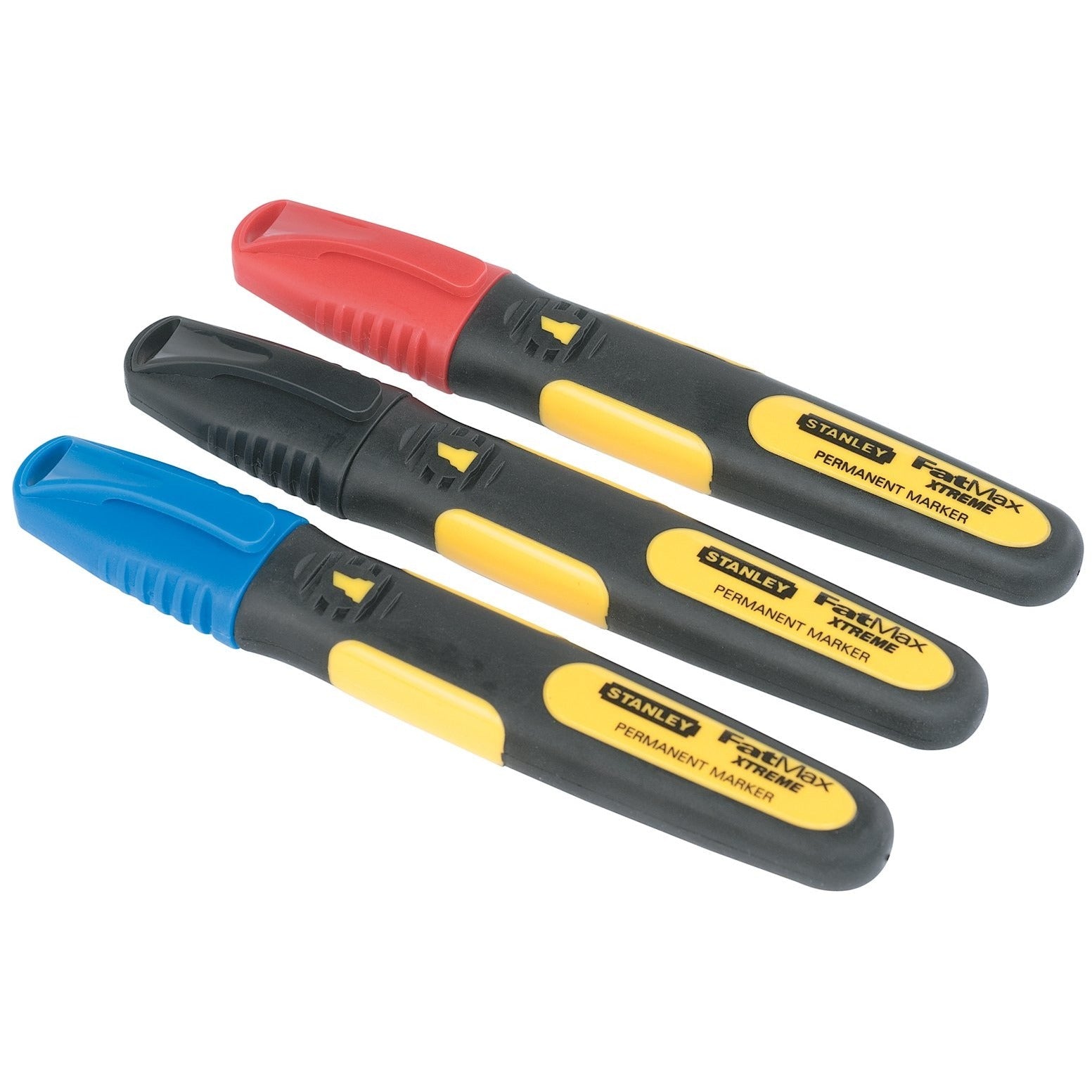Stanley 0-47-315 - Marcadores FatMax de punta biselada negro, rojo y azul (3 uds.) - Ferrotecnia