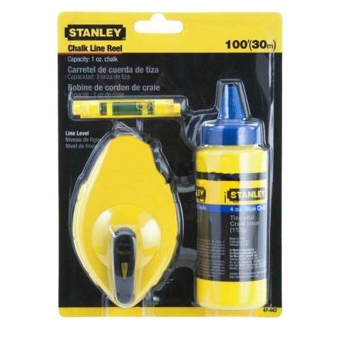 Stanley 0-47-443 - Kit Stanley de cordel de trazado de 30m, polvo y nivel de cordel