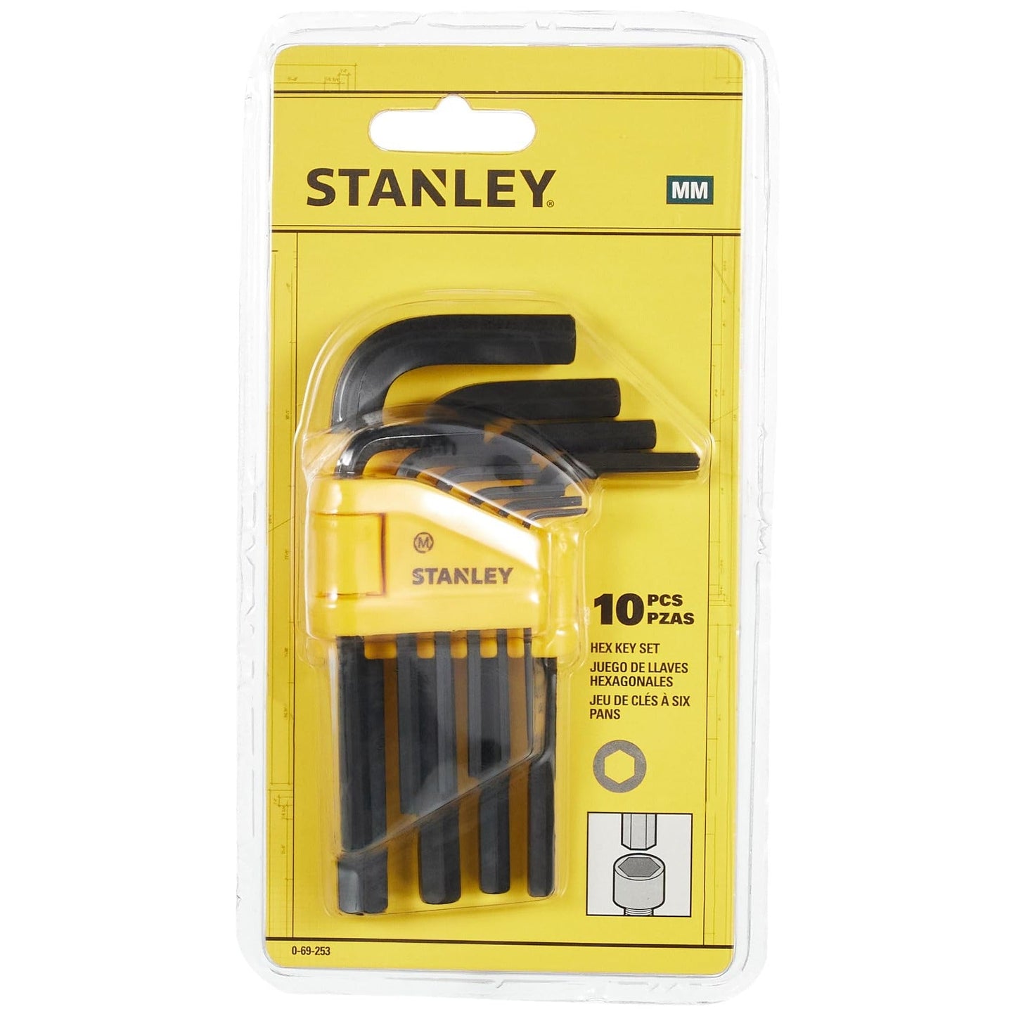 Stanley 0-69-253 - Juego de 10 llaves Allen hexagonales de 1,5 a 10 mm - Ferrotecnia