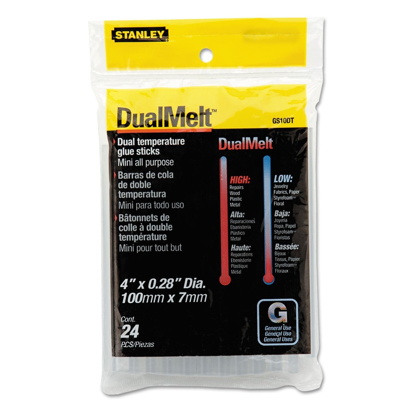 Stanley 1-GS10DT - Barras de cola termofusible Dual Temp 7 x 100 mm (24 uds.)