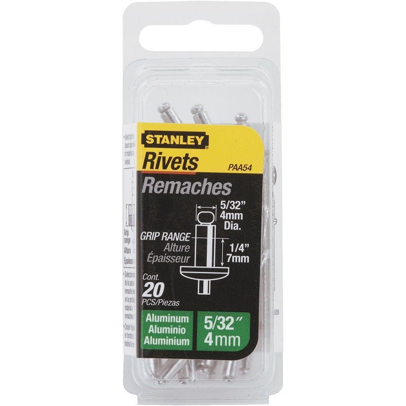 STANLEY 1-PAA54T - Remaches de aluminio 4 x 6,5mm (20 u.) - Ferrotecnia