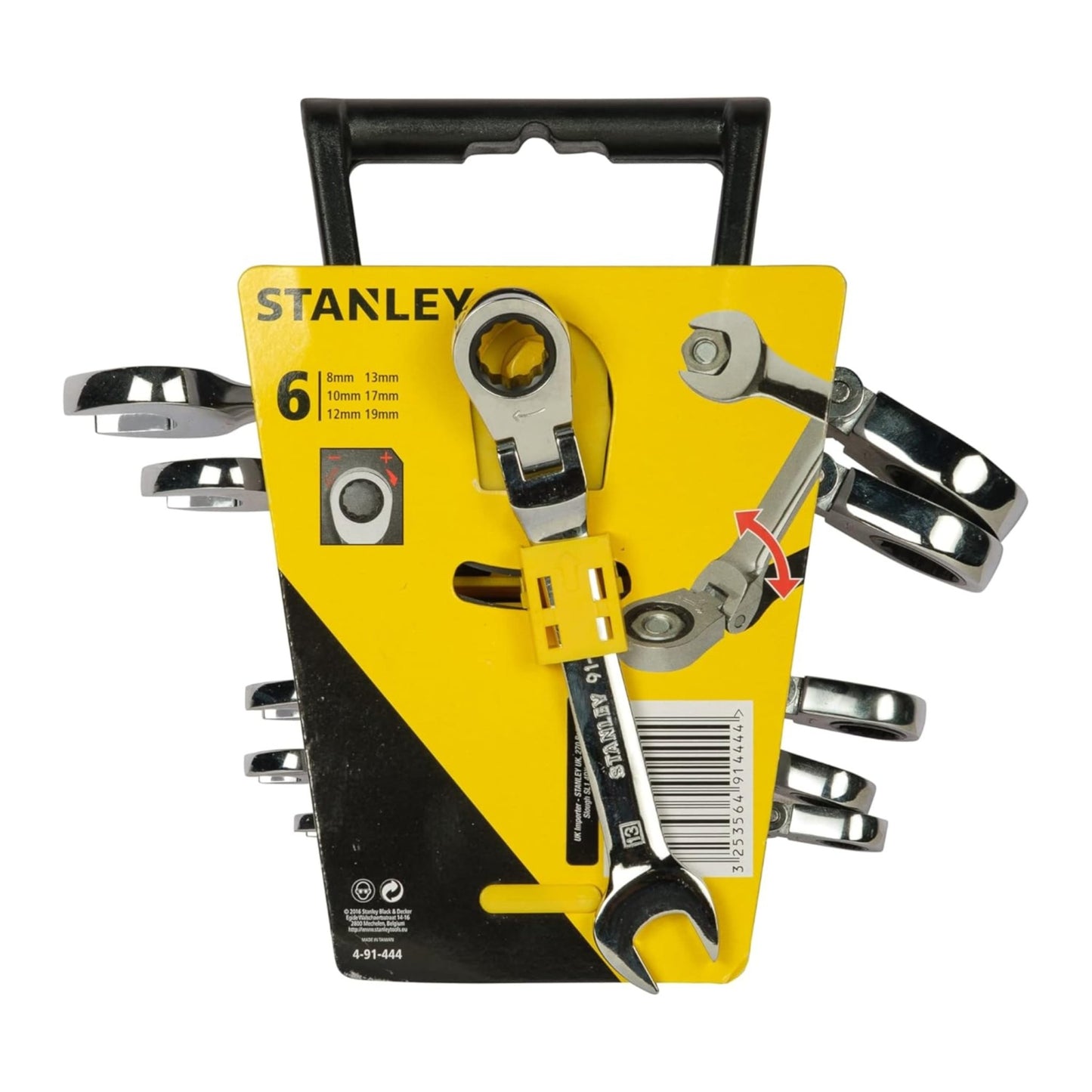 Stanley 4-91-444 - Juego de 6 llaves combinadas de carraca articulada 10-19 mm