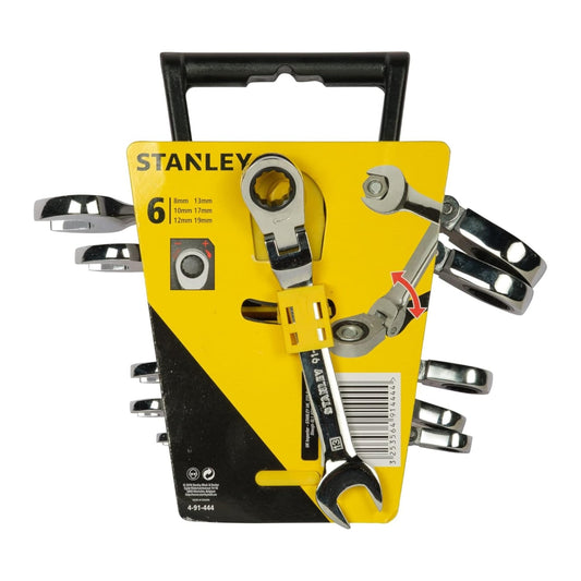 Stanley 4-91-444 - Juego de 6 llaves combinadas de carraca articulada 10-19 mm