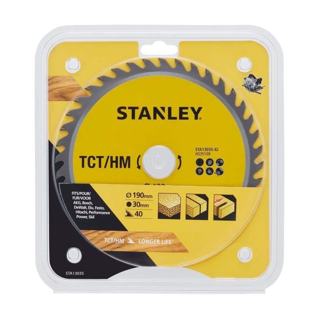 Stanley Accesorios Sta13035- XJ Hoja Tct, diam 190 x 30 mm 40 Dientes Positivos Atb