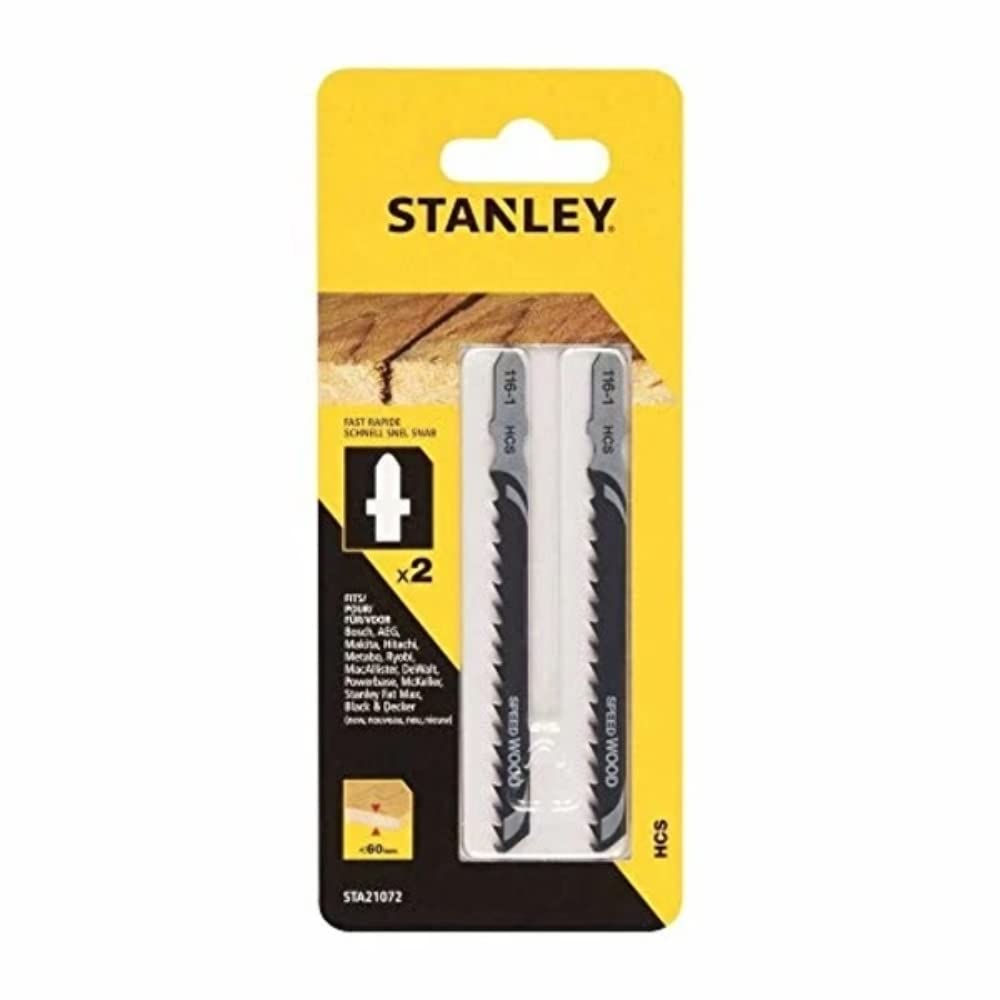 Stanley Accesorios Sta21072-Xj 2 Hojas Hcs para Corte Recto y Rápido, L 75 mm, dte 4 mm, hasta 60Mm de Grosor en Madera y Aglomerado