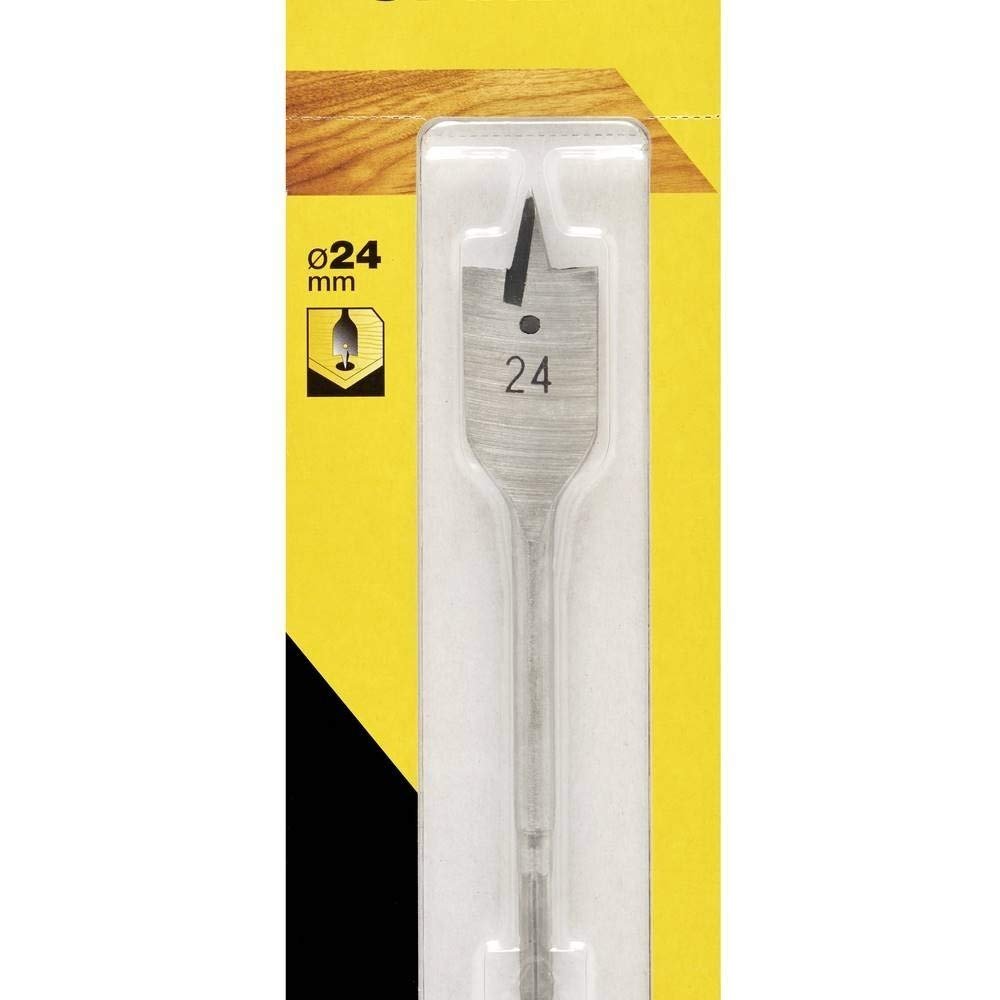 Stanley Accesorios Sta52045-Qz Broca de Pala al Cromo-Vanadio con Punta de Centrar y Bordes Afilados para Madera, diam 24 mm