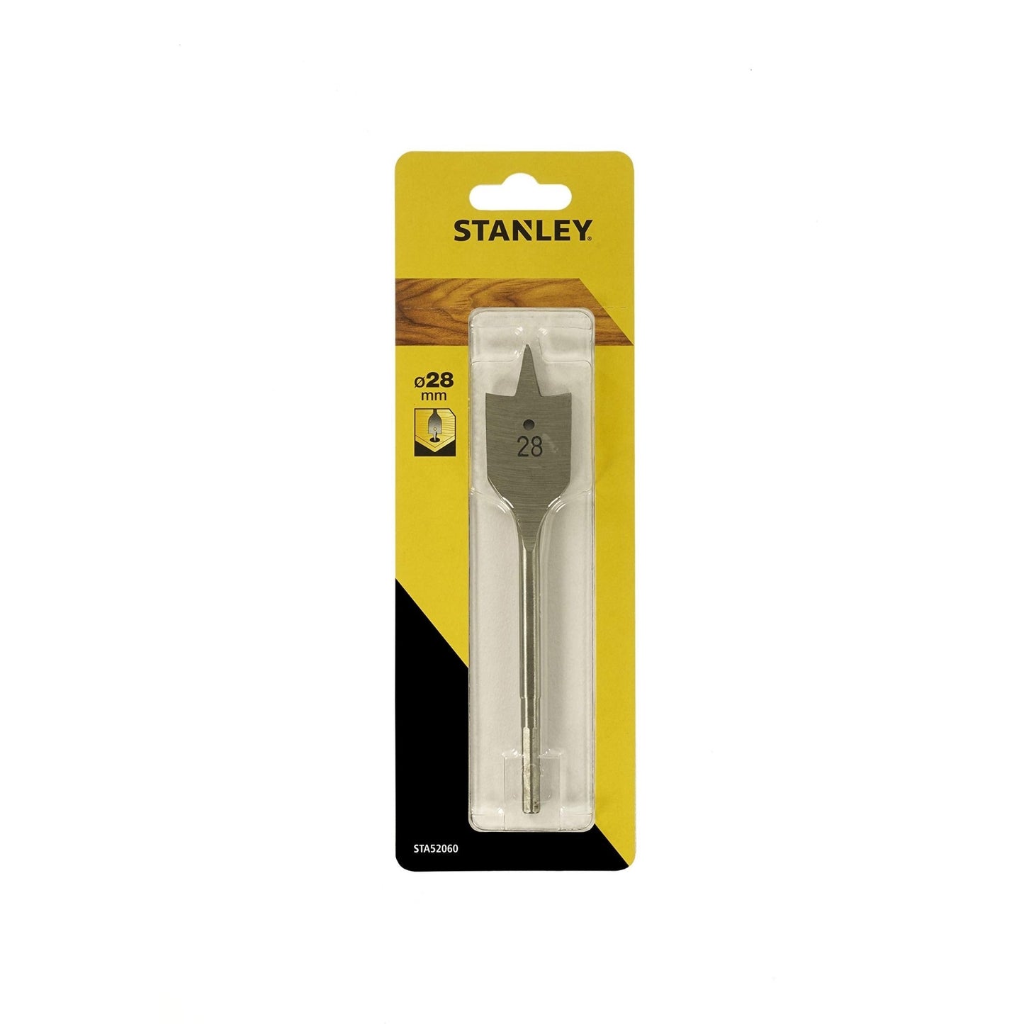 Stanley Accesorios Sta52060-Qz Broca de Pala al Cromo-Vanadio con Punta de Centrar y Bordes Afilados para Madera, diam 28 mm - Ferrotecnia