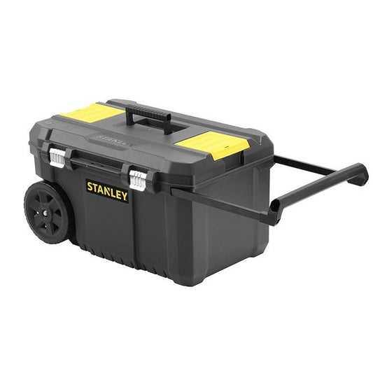 STANLEY Arcón Essential con cierres metálicos, Dimensiones 34,5 x 64,5 x 40 cm, rueda de 18 cm, Asa metálica con zona de agarre de plástico, STST1-80150 - Ferrotecnia