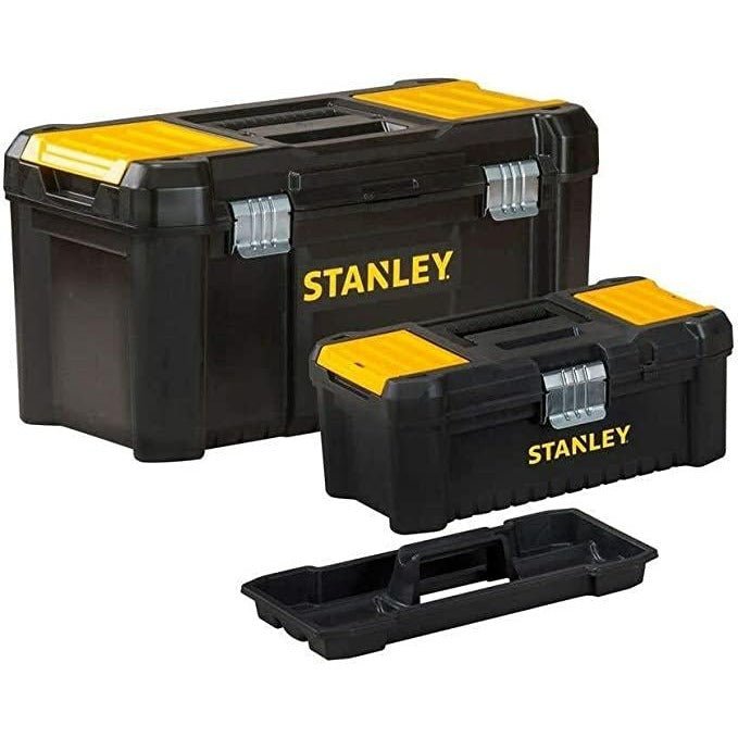 STANLEY Bonus Pack 2 Cajas de herramientas de plástico 12.5"/32cm + 19"/48cm, Cierres de metal, Asa ergonómica, Organizadores integrados en las tapas, STST1-75772 - Ferrotecnia