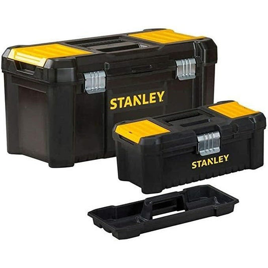 STANLEY Bonus Pack 2 Cajas de herramientas de plástico 12.5"/32cm + 19"/48cm, Cierres de metal, Asa ergonómica, Organizadores integrados en las tapas, STST1-75772 - Ferrotecnia
