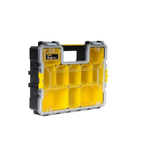 Stanley Caja de almacenamiento FatMax (44,29 cm x 35,60 cm x 11,00 cm, compartimentos profundos, cierres de plástico robustos, cajas extraíbles, tapa resistente a arañazos y golpes) 1-97-521 - Ferrotecnia