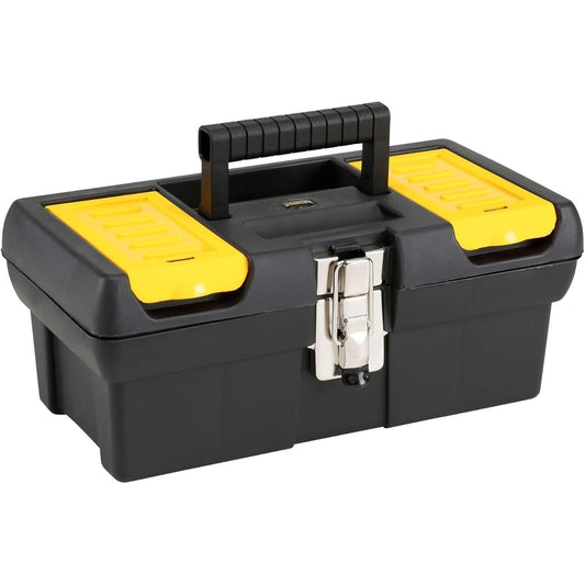 STANLEY Caja de Herramientas Milenium, Resistente Polipropileno, Bandeja Extraíble, Organizadores en Tapa, Cierres Metálicos, Asa Bimaterial, dimensiones en cm 31,8 x 17,8 x 13, 1-92-064 - Ferrotecnia