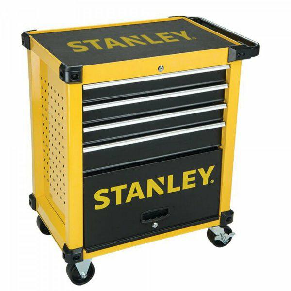 Stanley - Carro de taller con 5 cajones, carga máxima 300 kg, amarillo/negro