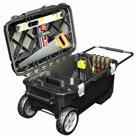 STANLEY FATMAX 1-94-850, Arcón de Transporte con Ruedas y Mango Telescópico, Capacidad 113 L, Diseño Robusto y Funcional con Mecanismo de Sujeción, Organizador Extraíble