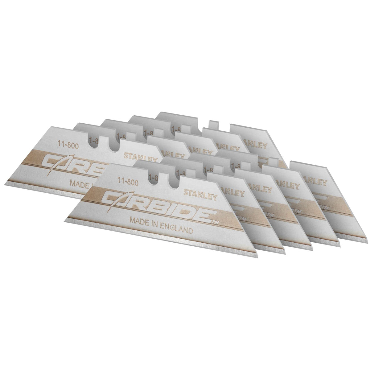 Stanley - FatMax 2 - 11 - 800 Pack hojas de cuchillo de alto rendimiento Carbide, Plateado, Estándar, Set de 10 Piezas
