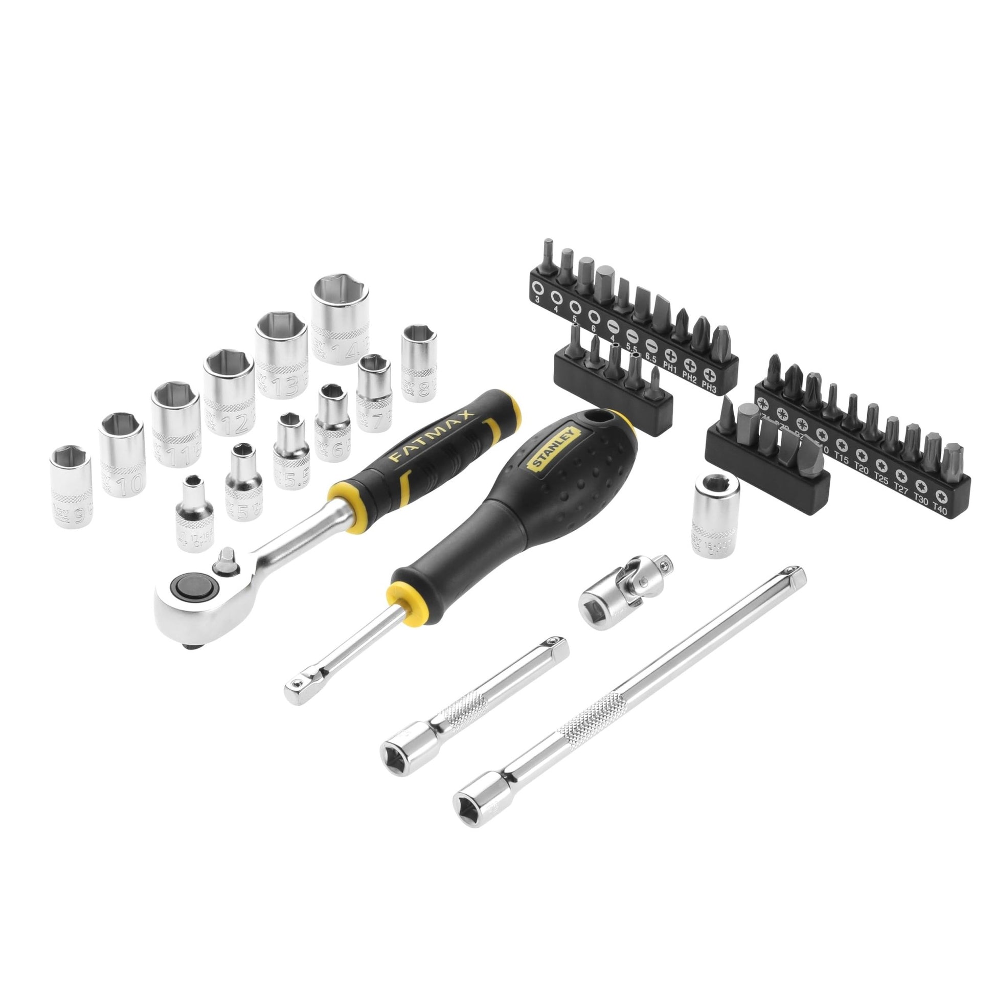 Stanley FatMax FMMT98101-0 - Juego de vasos y accesorios 1/4" 48 piezas, modulo PRO-STACK - Ferrotecnia