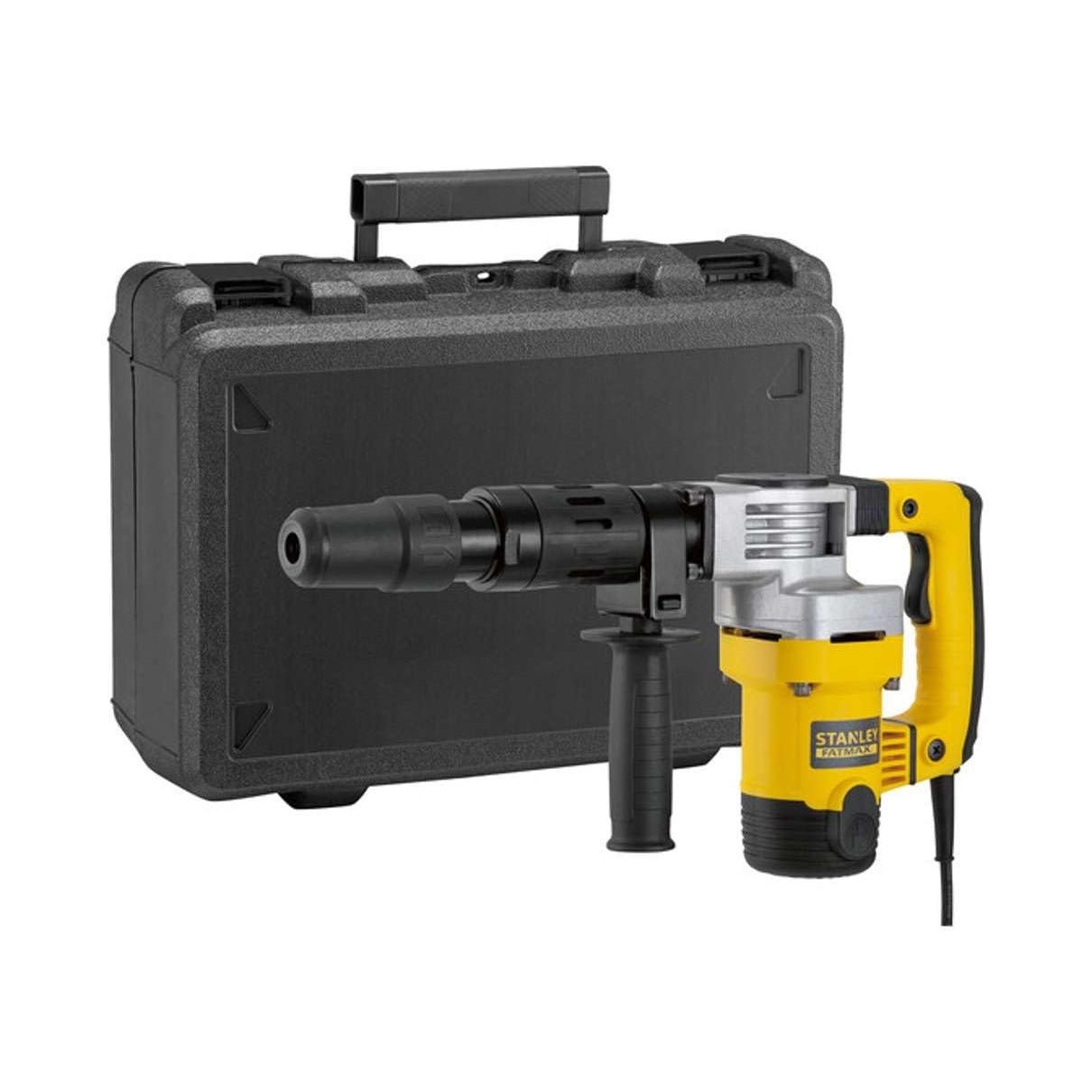 STANLEY FATMAX Martillo Demoledor SDS Max 5Kg, potencia 1.010W, energía de impacto 8.5J, 2900 ipm, Sistema Anti-Vibración, Portabrocas SDS Max, Incluye Maletín y Empuñadura Lateral, SFMEH220K-QS - Ferrotecnia