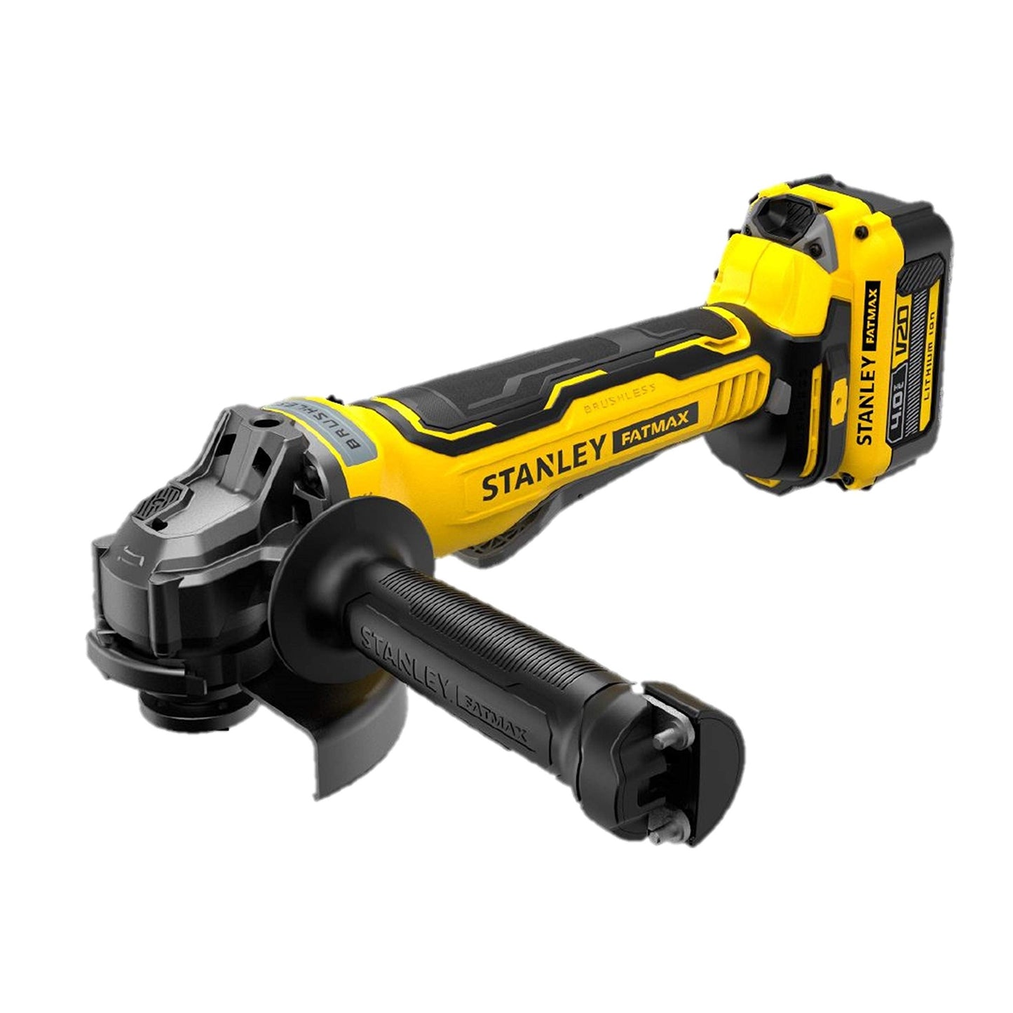 STANLEY FATMAX Mini Amoladora V20 Litio 18V, motor sin escobillas, Velocidad 8000 rpm, 3 posiciones de mango, Incluye: maletín, 2 baterías 4Ah, cargador 2Ah, empuñadura lateral, SFMCG700M2K-QW