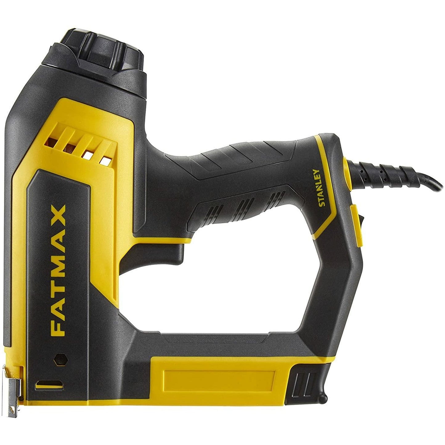 STANLEY FATMAX Multi-grapadora eléctrica, empuñadura ergonómica, carga trasera, ajuste de potencia, acepta 3 tipos de grapas y 2 tipos de clavos, guía para cable, FMHT6-75934 - Ferrotecnia