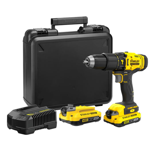 Stanley FatMax SFMCD711D2K - Taladro atornillador percutor a batería V20 50Nm, 2 baterías 2,0Ah