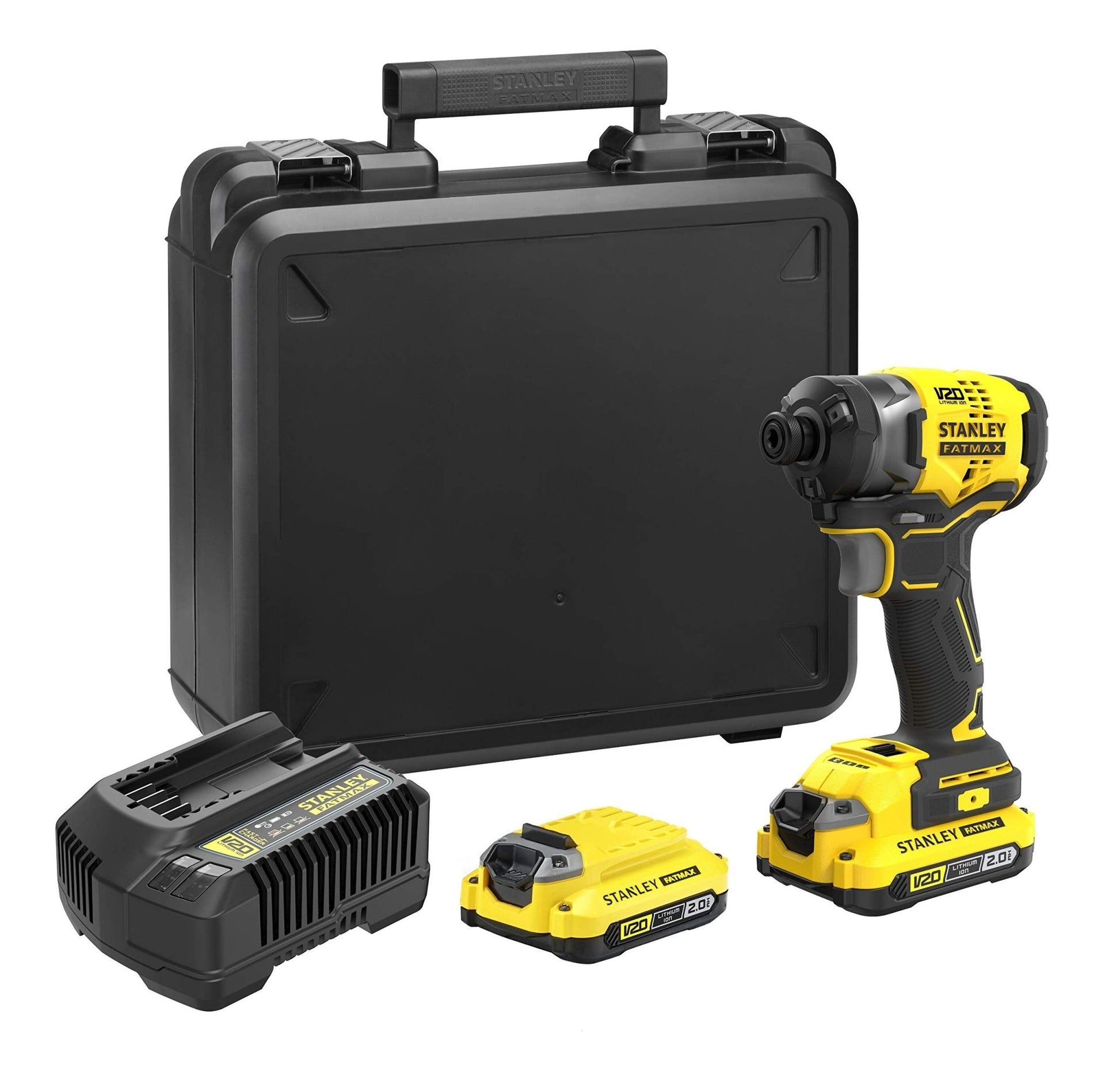STANLEY FATMAX SFMCF820D2K-QW - ATORNILLADOR DE IMPACTO V20 LI-ION 18V BRUSHLESS 3 VELOCIDADES CON 2 BATERÍAS 2Ah, CARGADOR Y MALETÍN