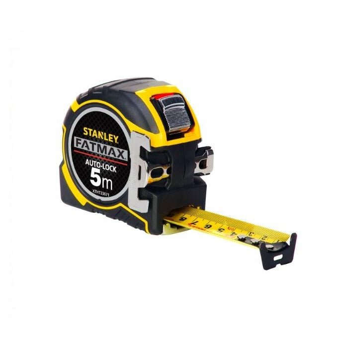 STANLEY FATMAX - XTHT0-33501 - Flexómetro AutoLock 8 metros x 32mm, Cinta ancha, Gancho magnético con posición cero real, Estuche bimaterial ergonómico, Mecanismo de bloqueo inverso. - Ferrotecnia