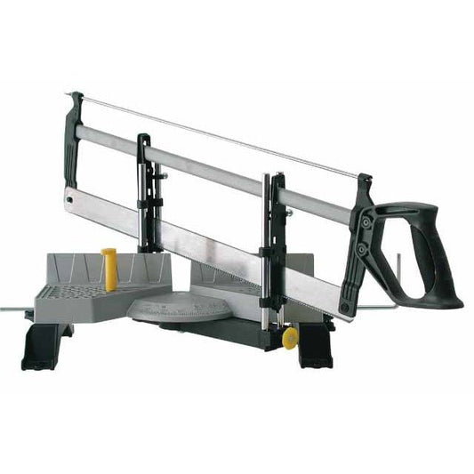 STANLEY Ingletadora con sierra, 7 ángulos seleccionables, mango antideslizante, incluye sierra trasera de 560mm, anchura de corte 45°=103mm / 90°=165mm, 1-20-800 - Ferrotecnia