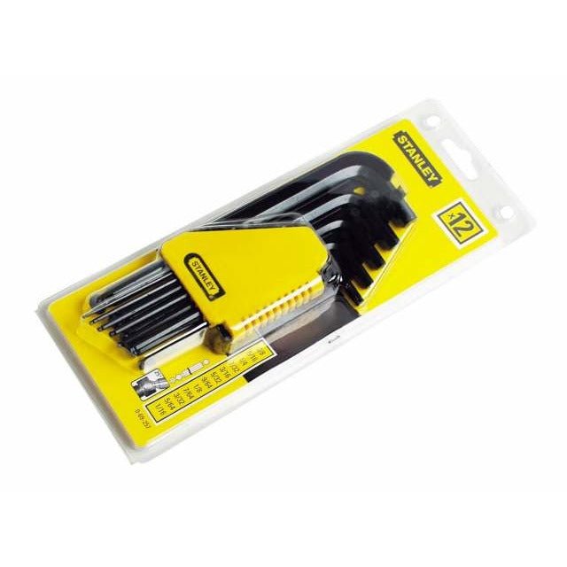 Stanley - Juego de 12 llaves Allen en pulgadas 1/16"-3/8" con punta esférica y soporte - Ferrotecnia