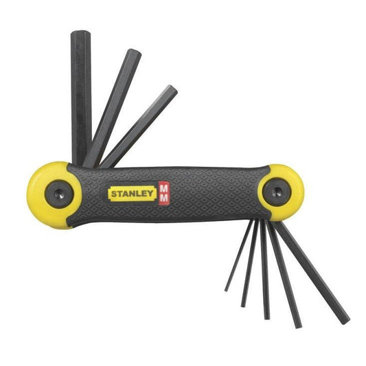 STANLEY Juego de Llaves Hexagonales Métricas (8 Piezas), Cuerpo recubierto de caucho, Plegable, Puntas Biseladas, Peso 0,166 Kg, Longitud 48 mm, 2-69-264 - Ferrotecnia