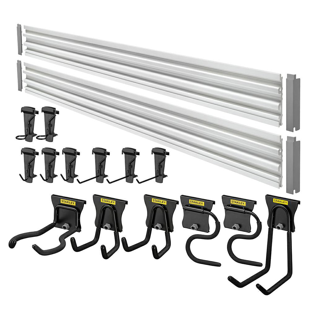 STANLEY Kit de 20 piezas, sistema de almacenaje versátil y adaptable para casa, garaje o taller, fácil instalación en paredes de ladrillo u hormigón, STST22000
