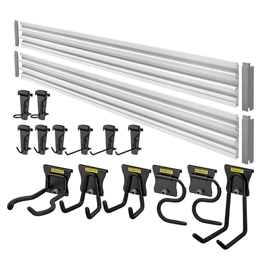 STANLEY Kit de 20 piezas, sistema de almacenaje versátil y adaptable para casa, garaje o taller, fácil instalación en paredes de ladrillo u hormigón, STST22000