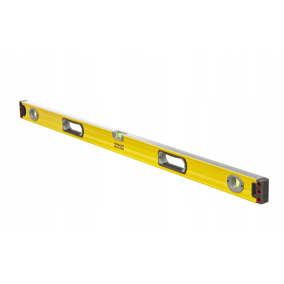 STANLEY Nivel FatMax II 120 cm, cuerpo de aluminio reforzado, 3 burbujas de visibilidad, precisión +/- 0.5mm/m, bases mecanizadas, extremos de caucho, empuñaduras fijas, 1-43-548 - Ferrotecnia