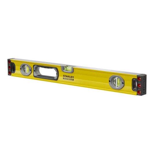 STANLEY Nivel FatMax II 60 cm, cuerpo de aluminio reforzado, 3 burbujas de visibilidad, precisión +/- 0.5mm/m, bases mecanizadas, extremos de caucho, empuñaduras fijas, 1-43-524 - Ferrotecnia