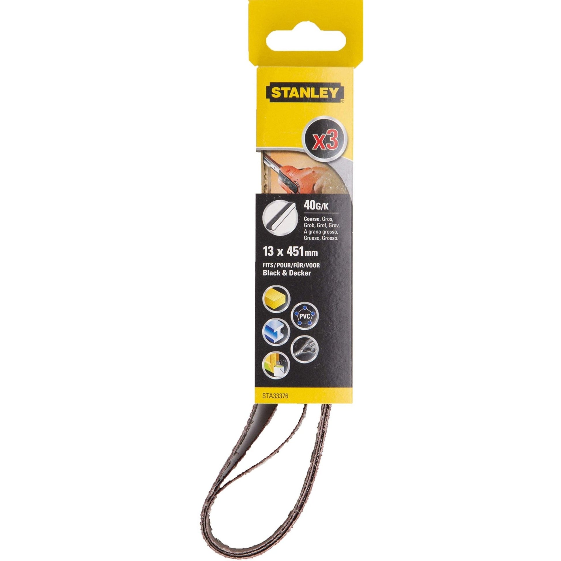 STANLEY STA33376-XJ - 3 Cintas lima eléctrica 13 x 451mm G 120 - Ferrotecnia