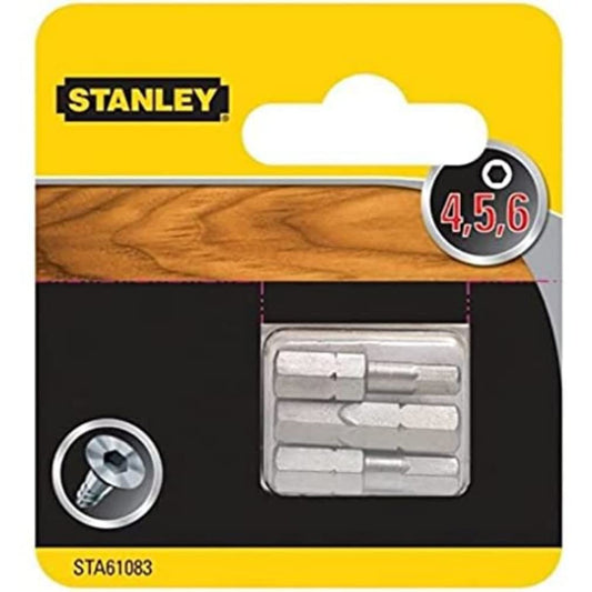 STANLEY STA61083-XJ - 3 puntas Hexagonales 25 x 4, 5 y 6mm