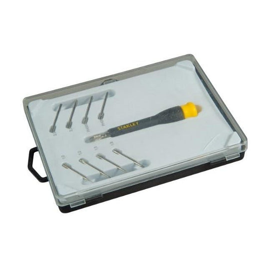 Stanley STHT0-62629 - Juego destornillador de precisión. 8 puntas intercambiables. Planas 1, 1.2, 1.5, 1.8, 2, 2.5. Phillips PH000 y PH00. - Ferrotecnia